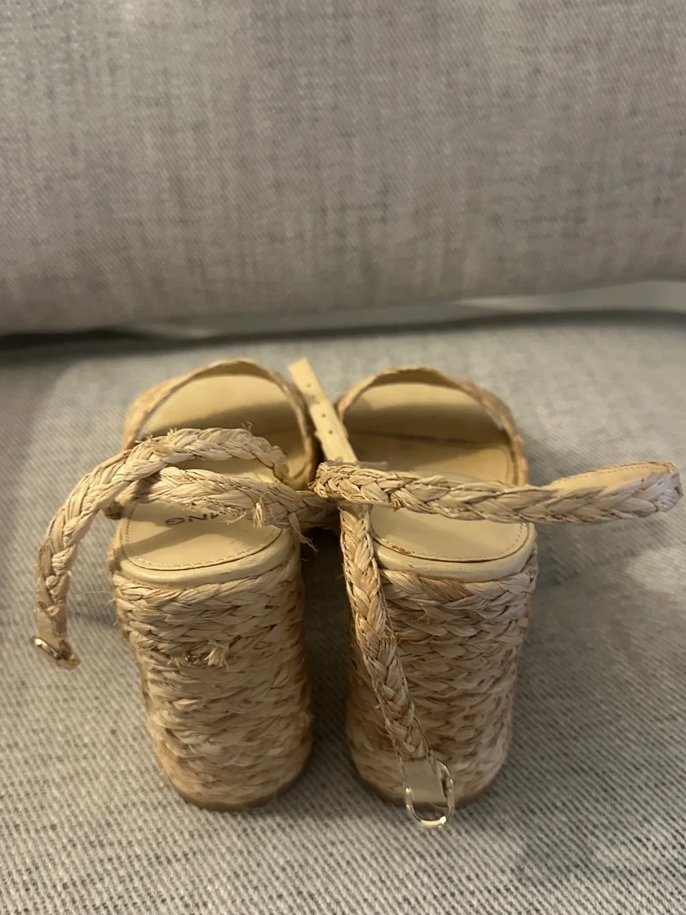 Mango Raffia Platform Heels 38